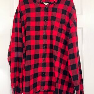 St. John's Bay Men's Red and Black Plaid Shirt